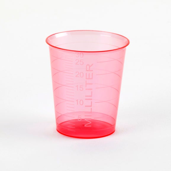 Beaker for pH Electrode Calibration, Red, 30 mL, pk/80