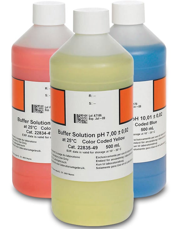 Buffer Solution Kit, Colour-coded, pH 4.01, pH 7.00 and pH 10.01, 500 mL