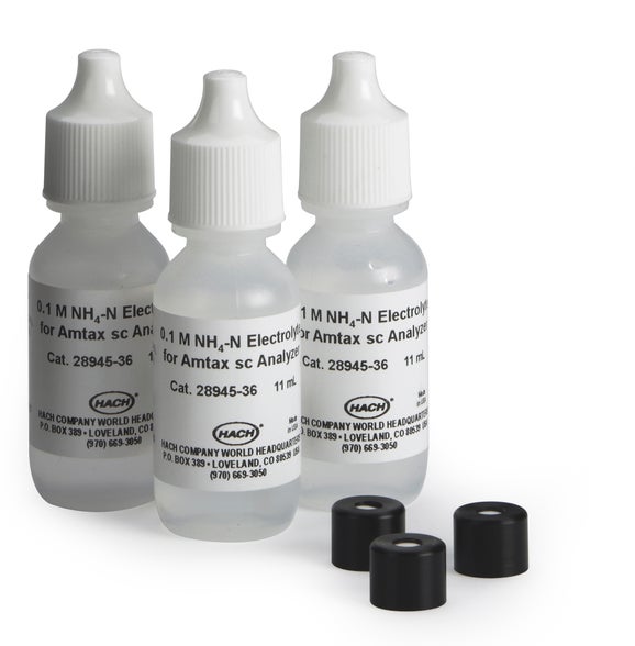 Electrolyte, 3 bottles and 3 membrane caps