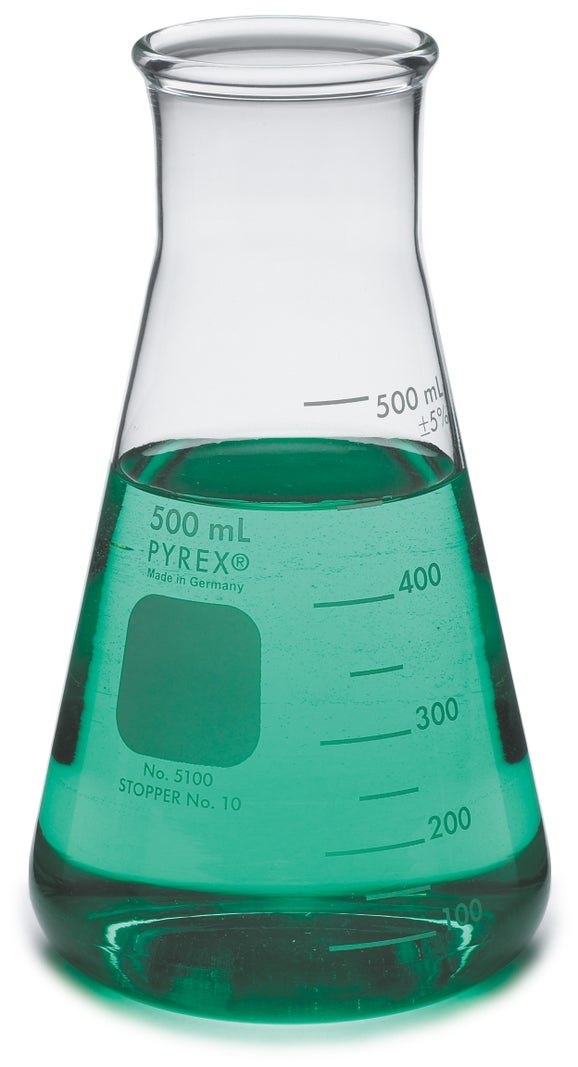 Flask, Erlenmeyer, Wide Mouth, 125 mL, Subdivisions 50 mL