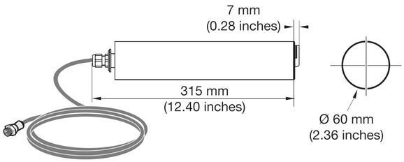 Solitax t-line sc Turbidity immersion probe, 0.001-4000 NTU, with wiper, PVC