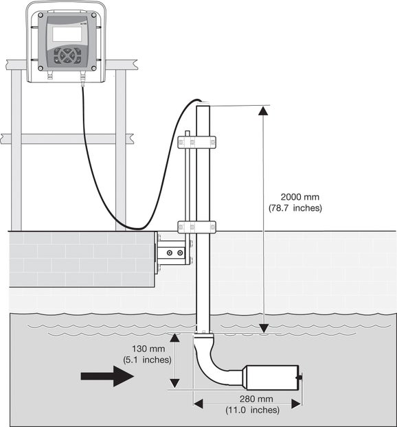Solitax t-line sc Turbidity immersion probe, 0.001-4000 NTU, with wiper, PVC