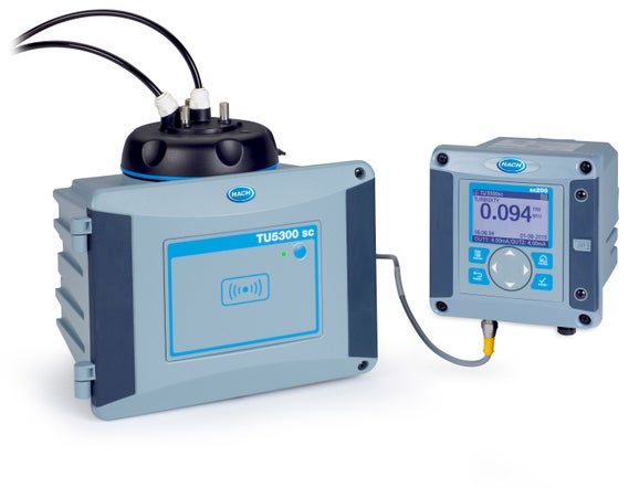TU5300sc Low Range Laser Turbidimeter with Flow Sensor, Automatic Cleaning, RFID, and System Check, EPA Version with SC200 Controller, 24 VDC, 2 Channel