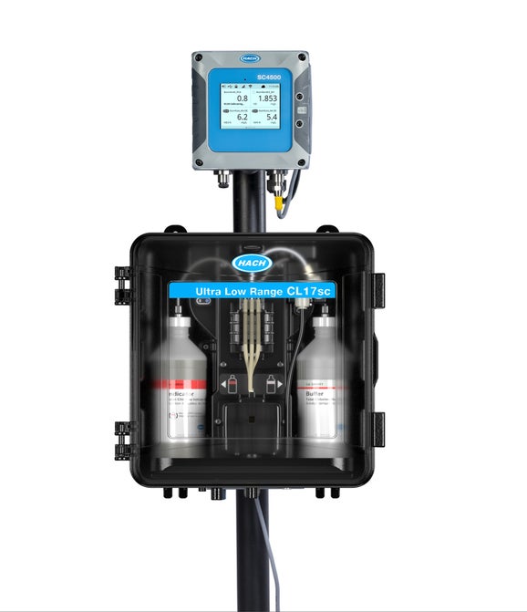 Ultra Low Range CL17sc Colorimetric Chlorine Analyzer with Pressure Regulator Installation Kit and Reagents for Total Chlorine