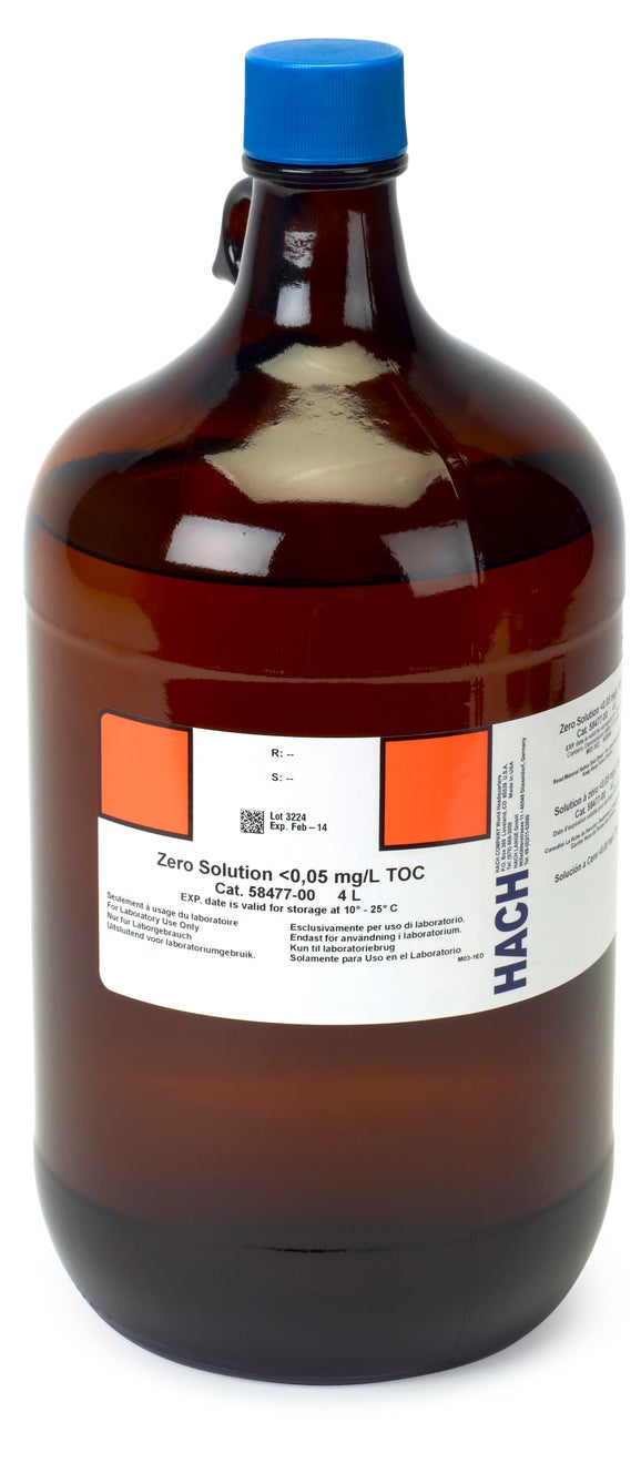 Zero Solution less than 0.05 mg/L TOC, 4 L
