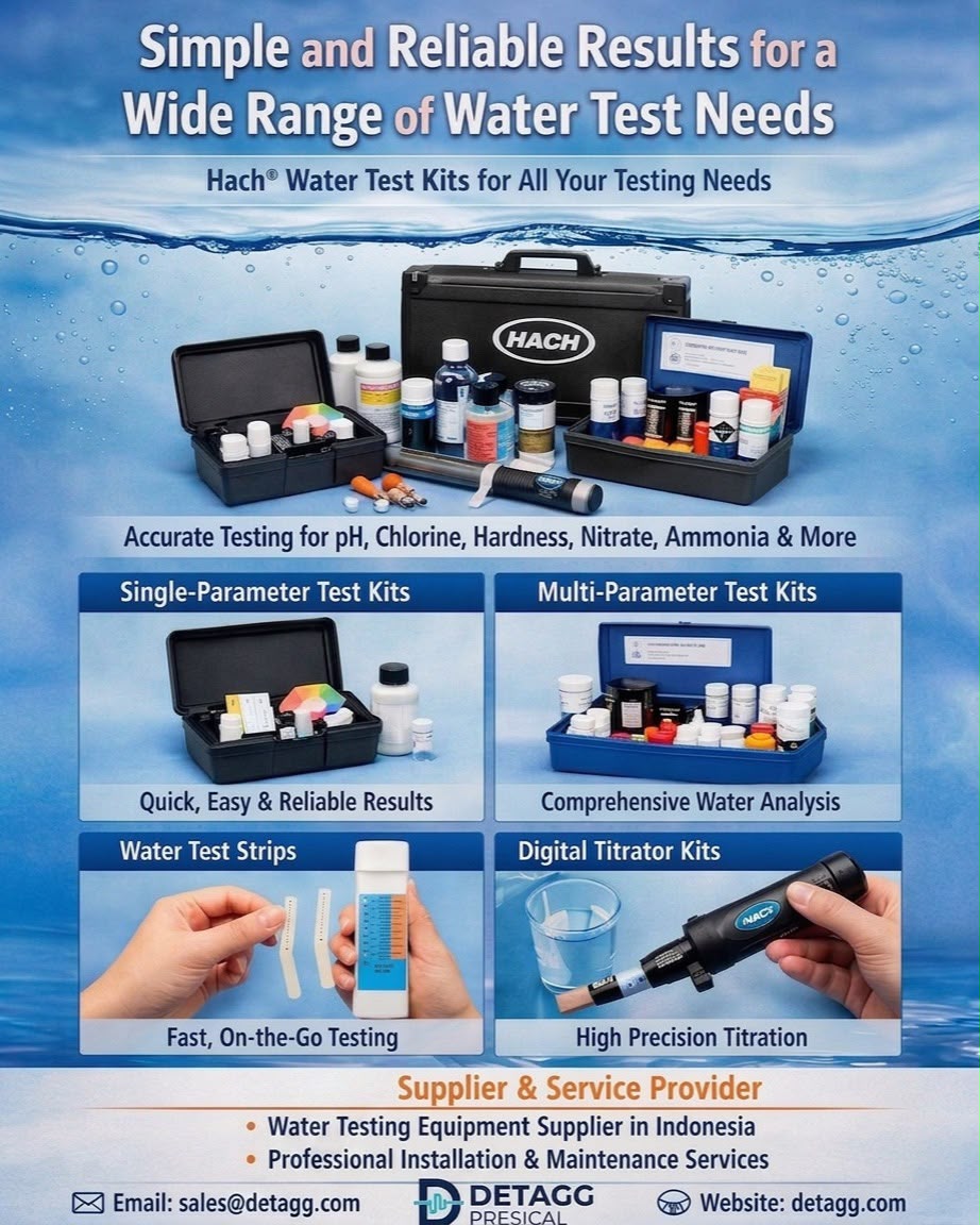Poster Hach Water Test Kits untuk analisis kualitas air dari PT Detagg Presical Indonesia