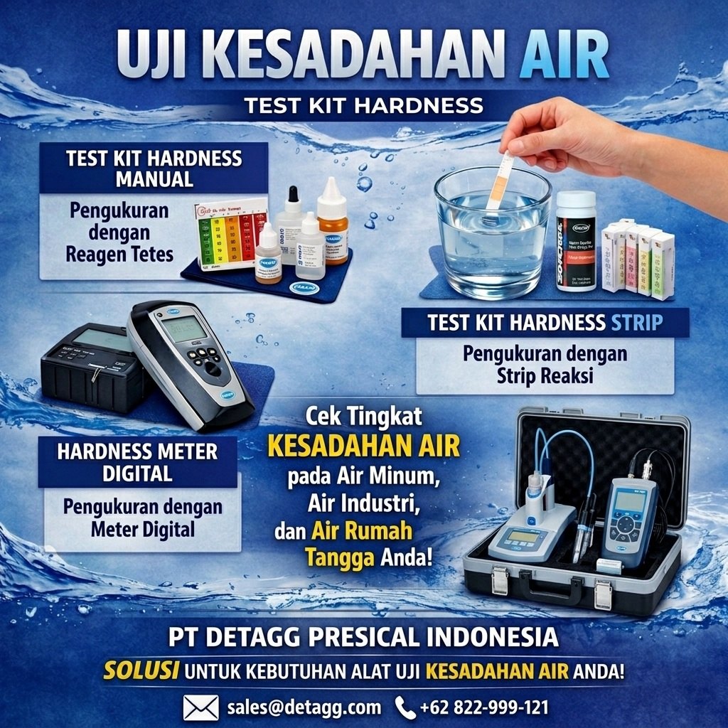 Poster Uji Kesadahan Air dengan Test Kit Hardness dari PT Detagg Presical Indonesia